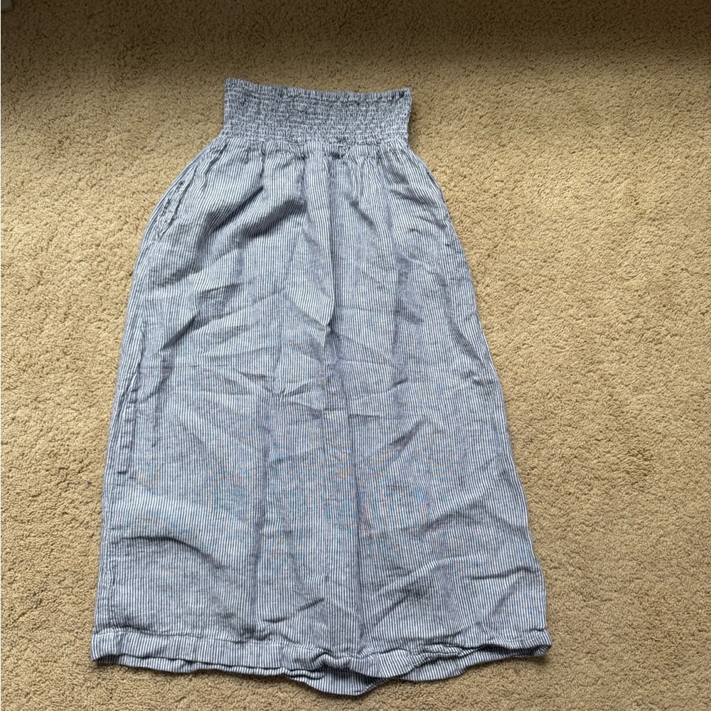 Tahari Blue and White Striped A-Line Skirt